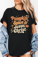 5000P-E3164 Pumpkin Spice & Jesus Graphic Plus Heavy Cotton Tee $12.75