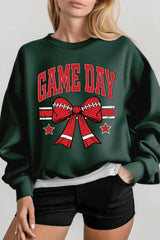 UL180-E3062 Red Game Day Football Bow Graphic Sweatshirt $20
