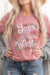 US3001P-E3221 Joy to the World Christmas Graphic Plus Tee $16