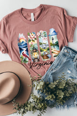 US3001P-E3061VA Virginia State Brushstroke Graphic Plus Tee $16