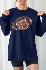 UL240P-E3133 Floral Football Graphic Plus Long Sleeve Tee $17
