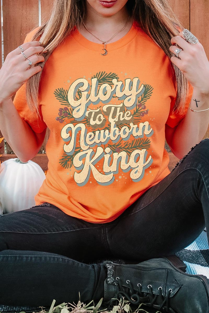 US3001-E3220 Glory to the Newborn King Graphic Tee $12.5