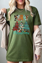 US3001P-E3200 Merry Christmas Trees Graphic Plus Tee $16