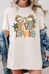 5000P-E3154 Give Thanks Bow Graphic Plus Heavy Cotton Tee $12.75