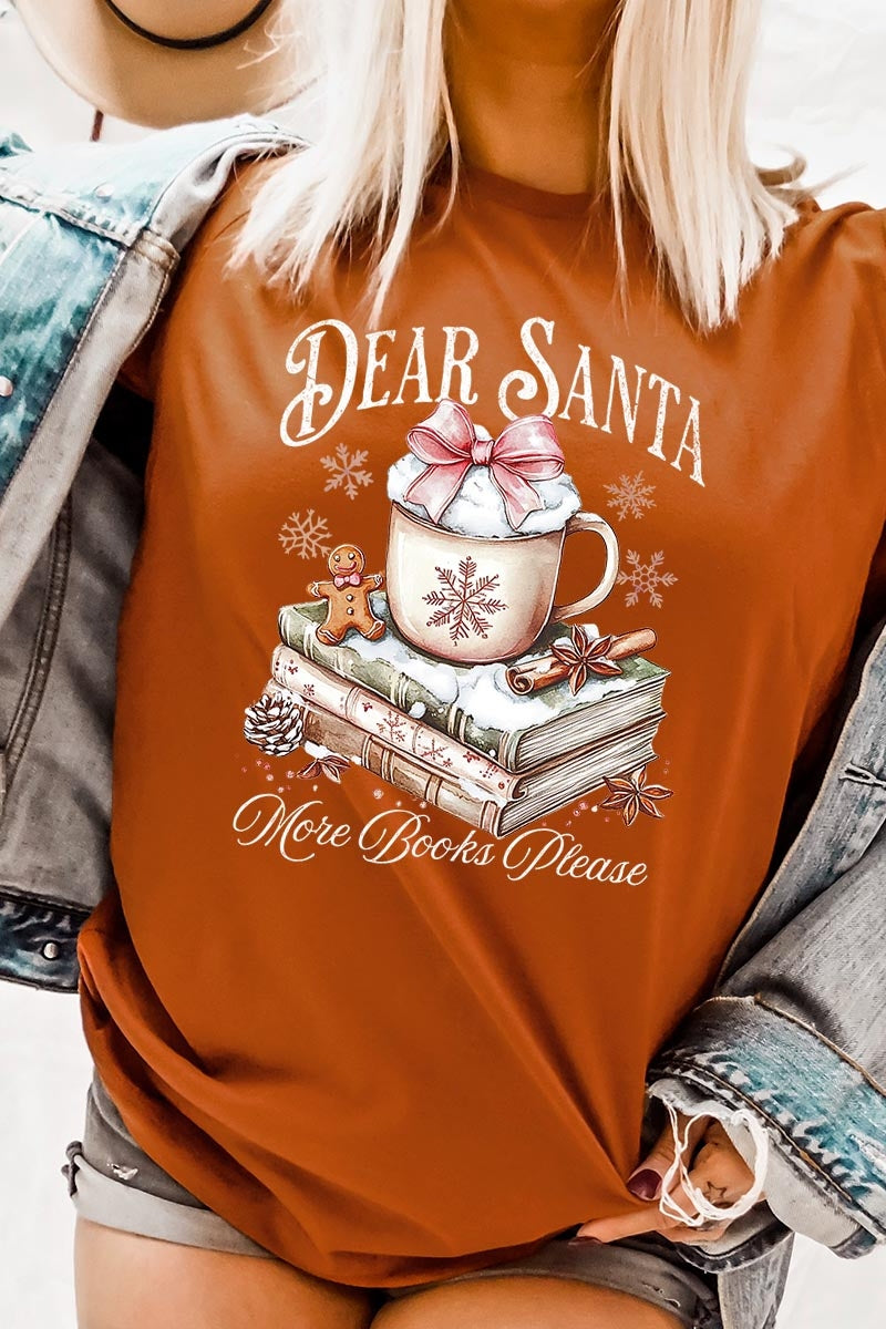 US3001-E3205 Dear Santa Books Graphic Tee $12.5