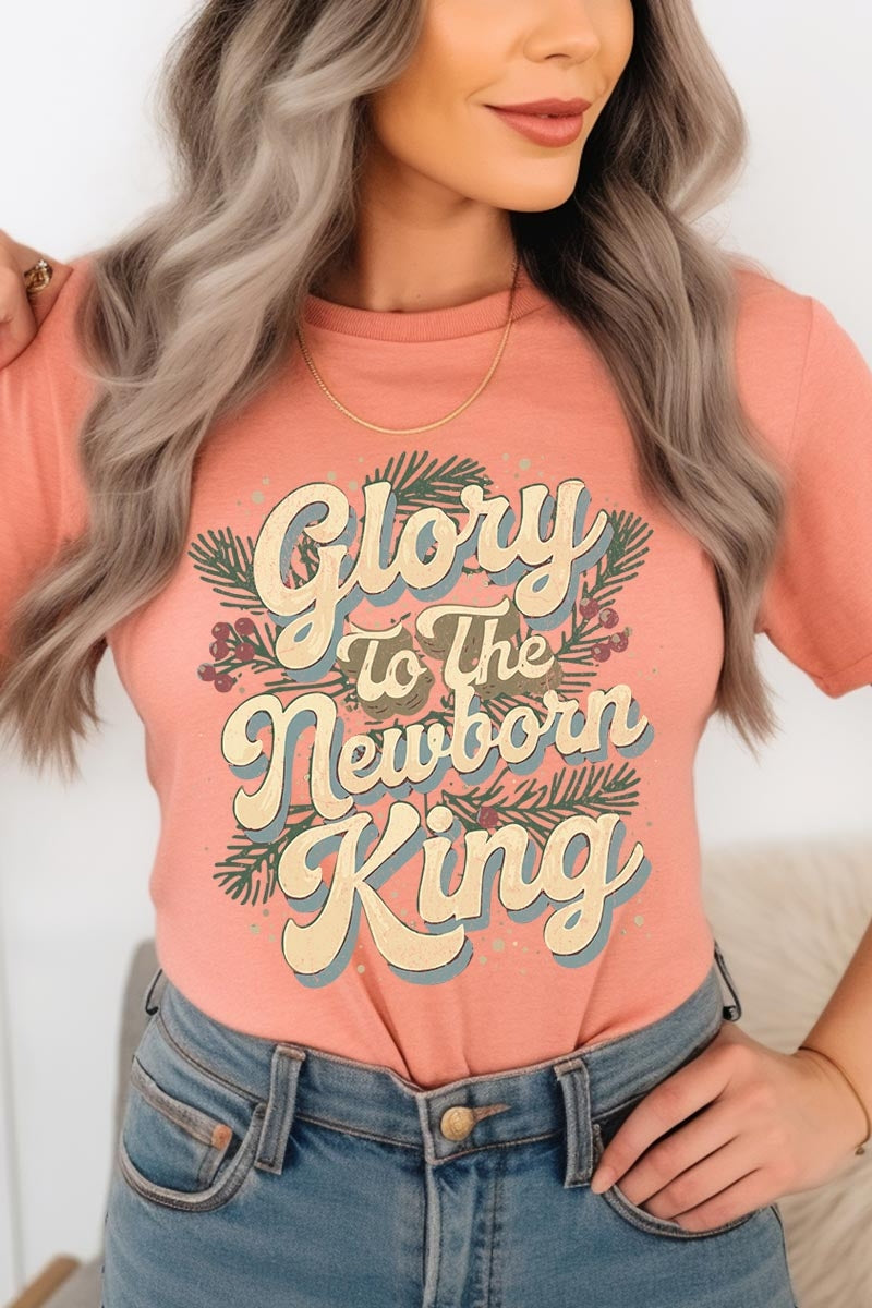 US3001-E3220 Glory to the Newborn King Graphic Tee $12.5