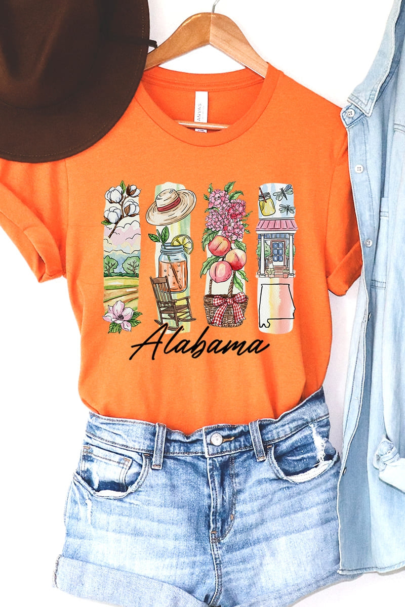 US3001-E3061AL Alabama State Brushstroke Graphic Tee $12.5