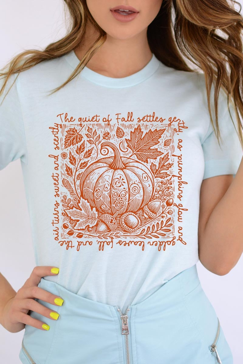 US3001P-E3112 Fall Pumpkin Botanical Graphic Plus Tee $16