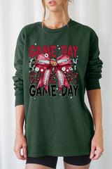 UL240P-E3093 Red Silver Football Bow Plus Long Sleeve Tee $17