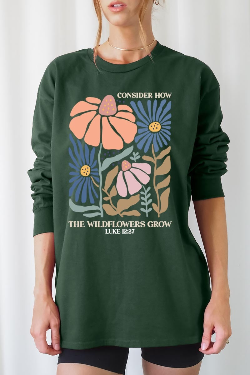UL240P-E3067 Consider the Wildflowers Plus Long Sleeve Tee $17