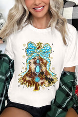 US3001P-E3184 Turquoise Christmas Tree Graphic Plus Tee $16