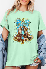 5000-E3184 Turquoise Christmas Tree Graphic Heavy Cotton Tee $9
