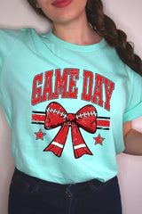 US3001P-E3062 Red Game Day Football Bow Graphic Plus Tee $16