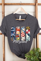 US3001-E3061MD Maryland State Brushstroke Graphic Tee $12.5