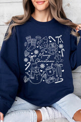 UL180P-E3181 Christmas Doodle Graphic Plus Sweatshirt $25