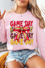 UL180P-E3091 Red Yellow Football Game Day Bow Plus Sweatshirt $25