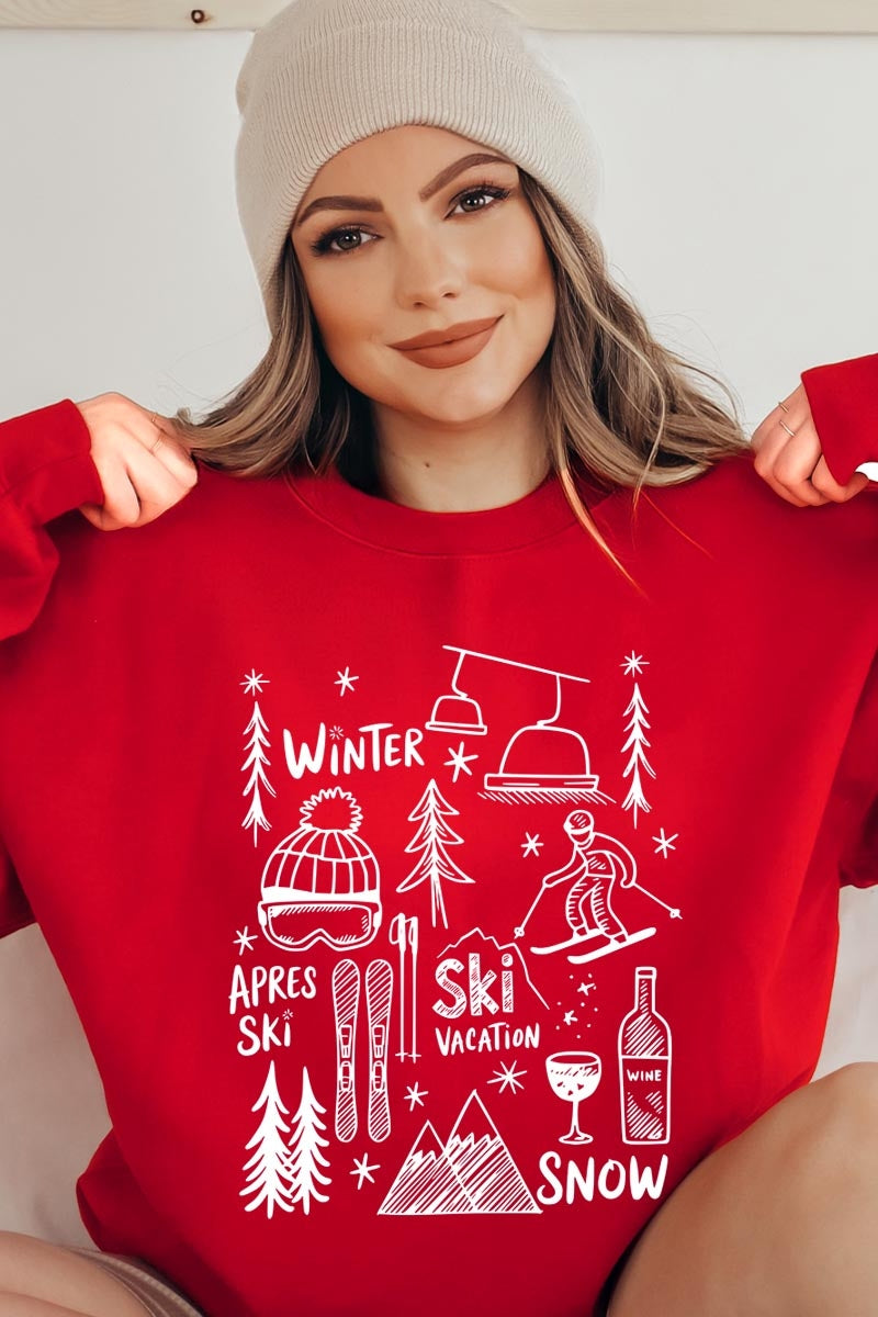 UL180P-E3188 Ski Doodle Graphic Plus Sweatshirt $25