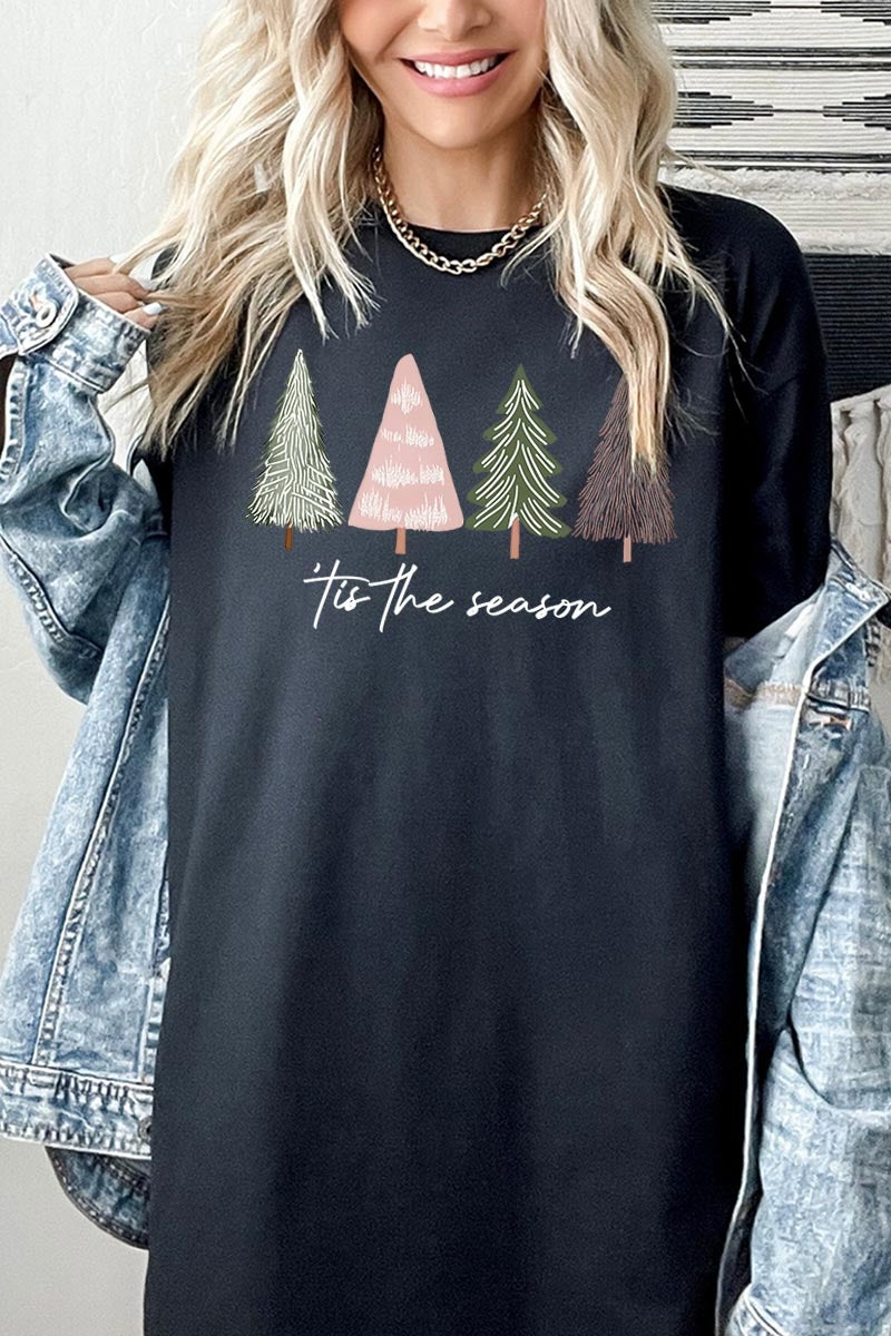 5000P-E3218 Rustic Christmas Trees Graphic Plus Heavy Cotton Tee $12.75