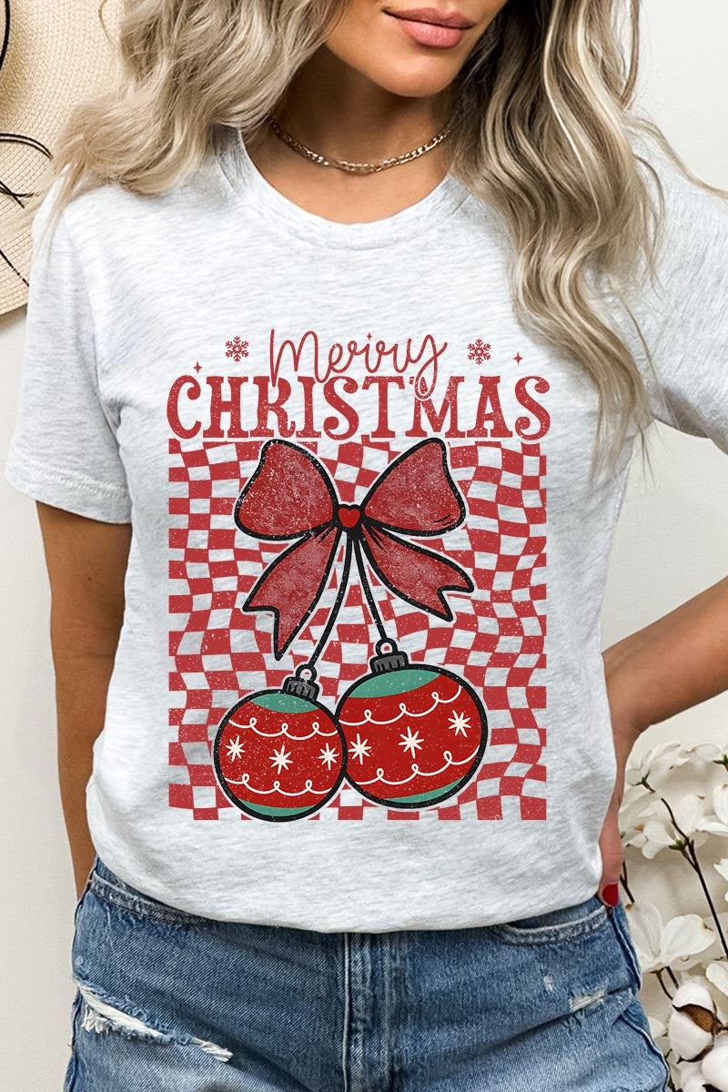 US3001-E3196 Cherry Ornament Christmas Graphic Tee $12.5