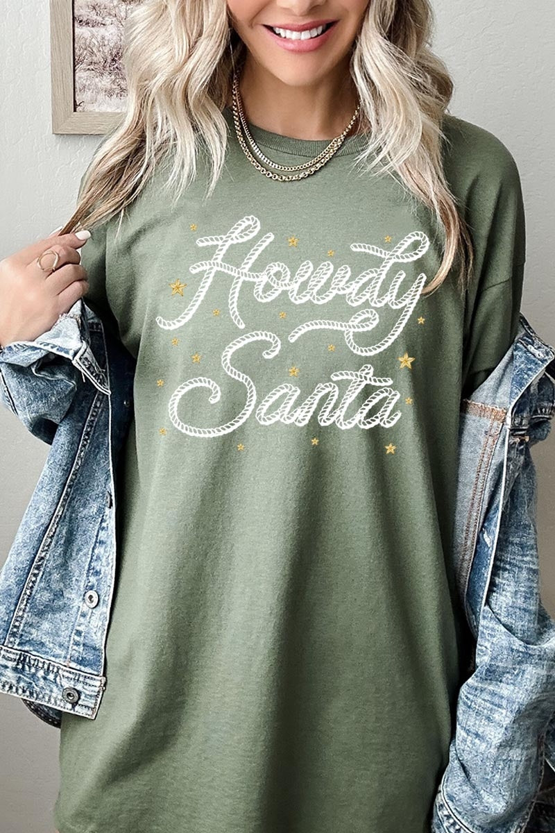 5000P-E3199 Howdy Santa Graphic Plus Heavy Cotton Tee $12.75