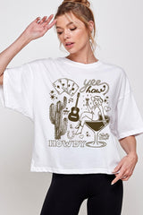 CTS-E3097 Cowgirl Country Music Graphic Relaxed Crop Top $11