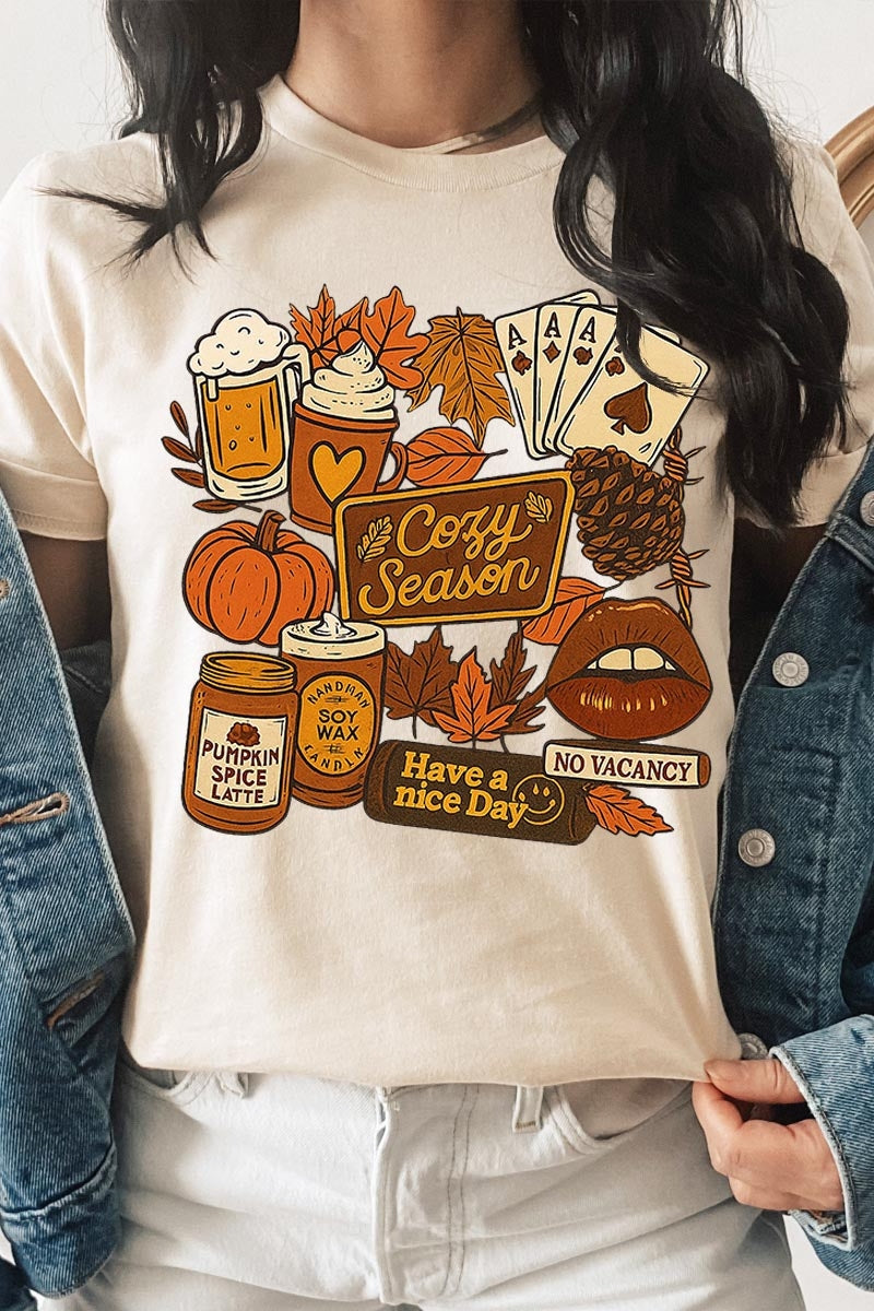 US3001P-E3119 Retro Fall Collage Graphic Plus Tee $16