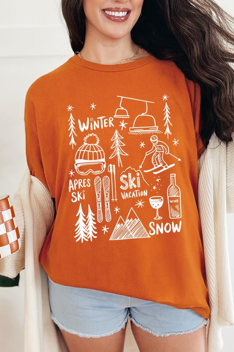 5000-E3188 Ski Doodle Graphic Heavy Cotton Tee $9