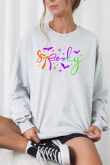 UL240P-E3109 Spooky Halloween Graphic Plus Long Sleeve Tee $17