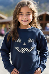 UL180B-E3149Z Checker Pumpkin Face Kids Graphic Sweatshirt $20