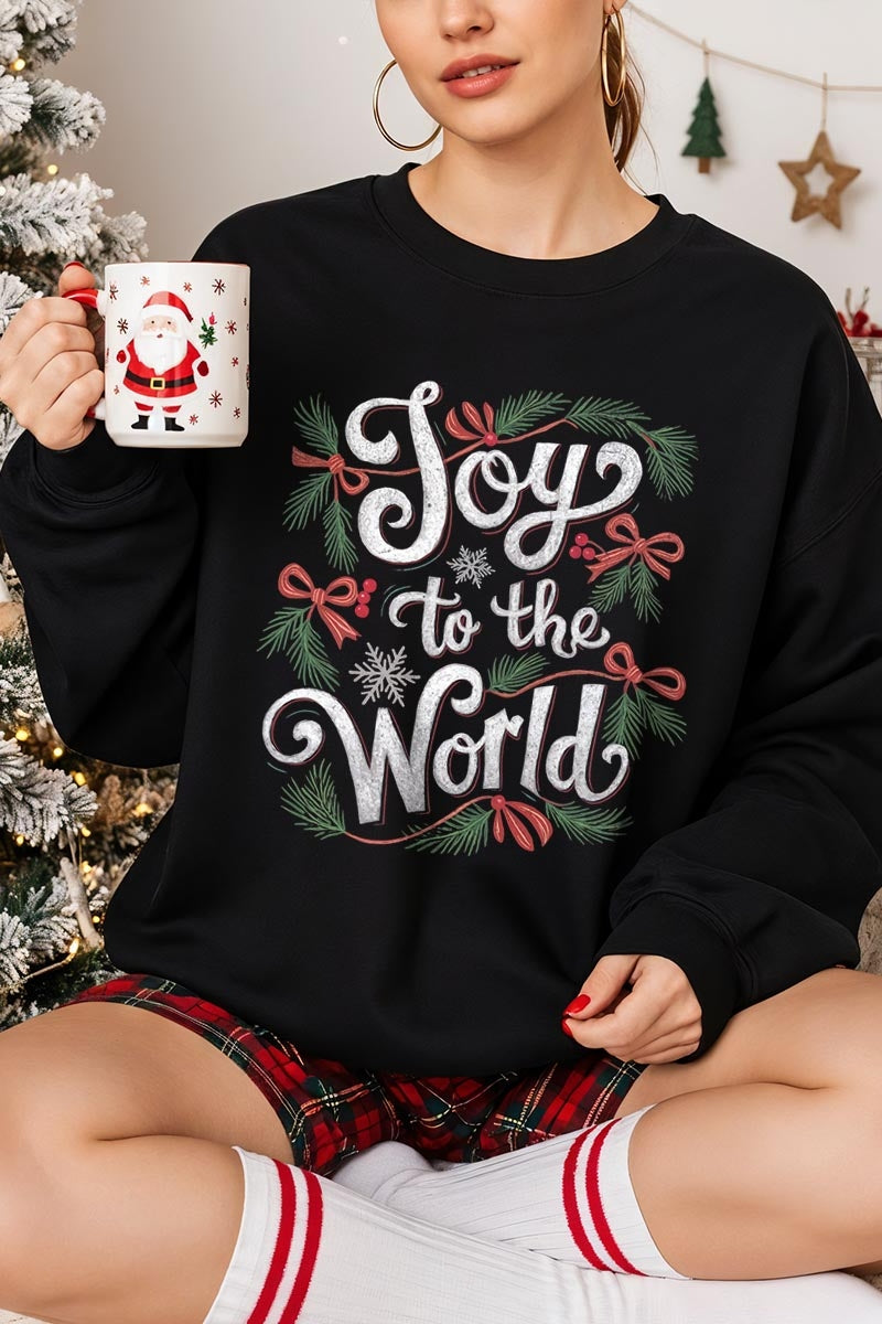UL180-E3221 Joy to the World Christmas Graphic Sweatshirt $20