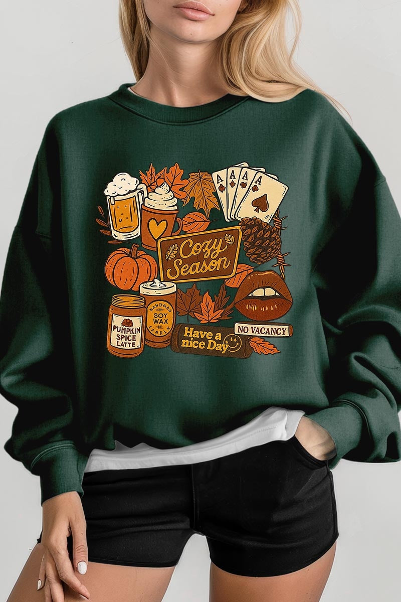 UL180-E3119 Retro Fall Collage Graphic Sweatshirt $20