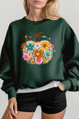 UL180-E3118 Floral Pumpkin Graphic Sweatshirt $20