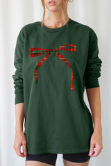 UL240-E3211 Red Bow Christmas Graphic Long Sleeve Tee $13.75