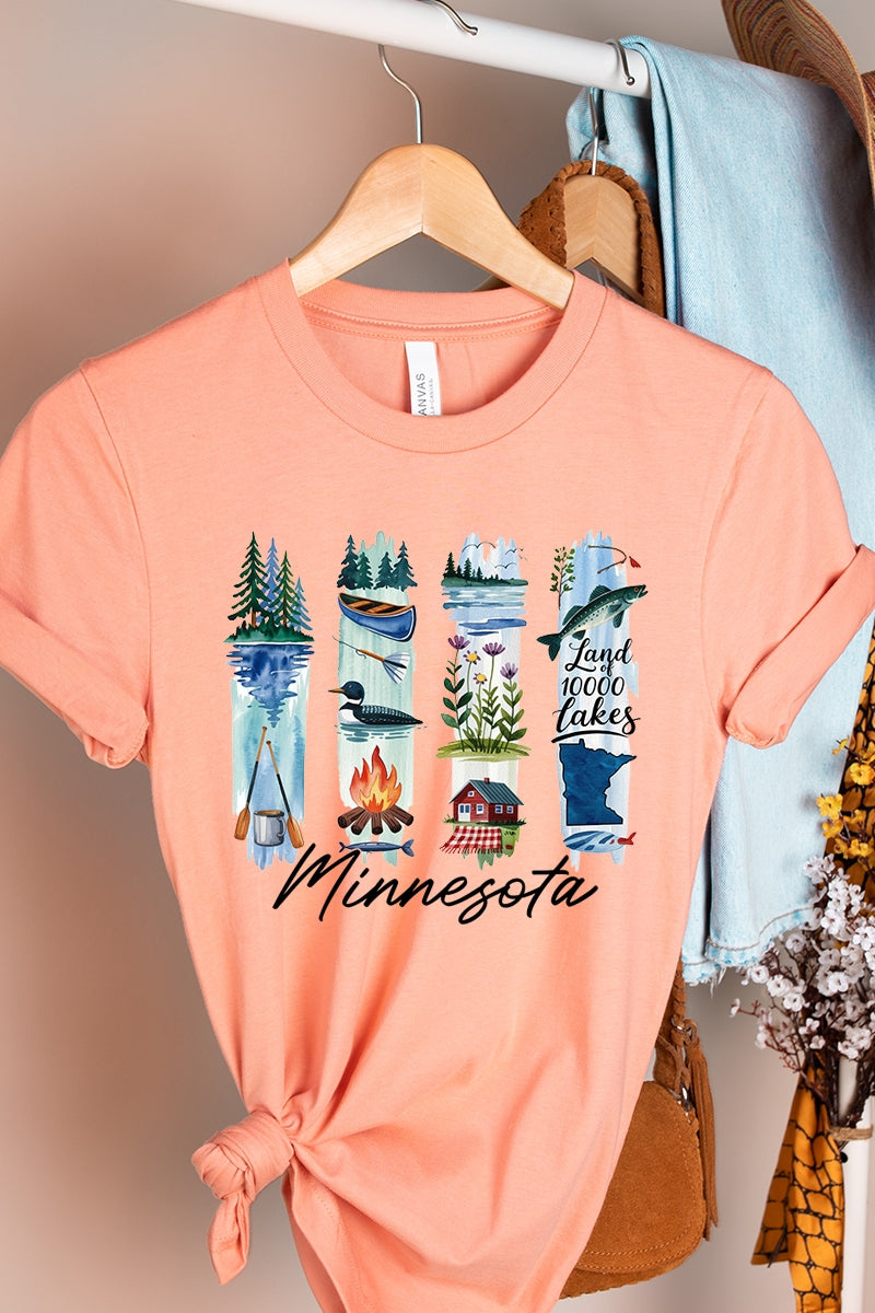 US3001P-E3061MN Minnesota State Brushstroke Graphic Plus Tee $16