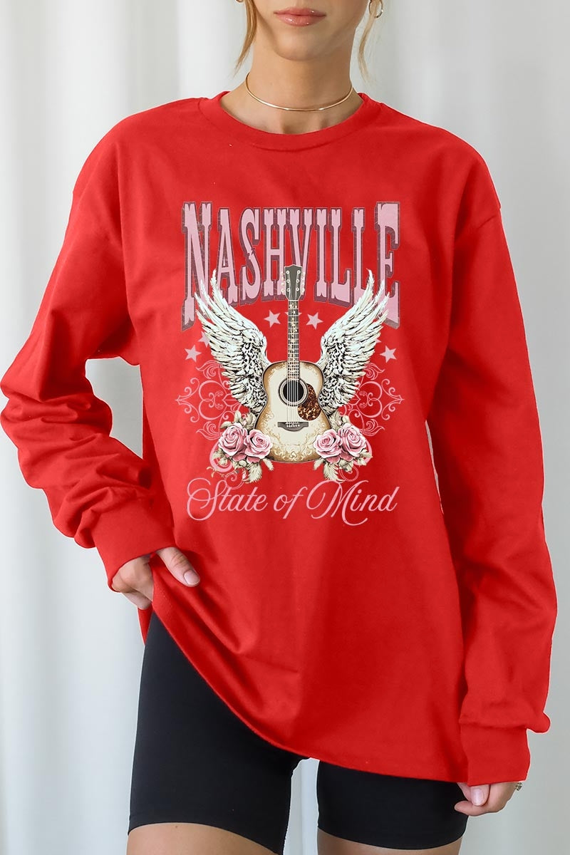UL240-E3157 Nashville Rose Graphic Long Sleeve Tee $13.75