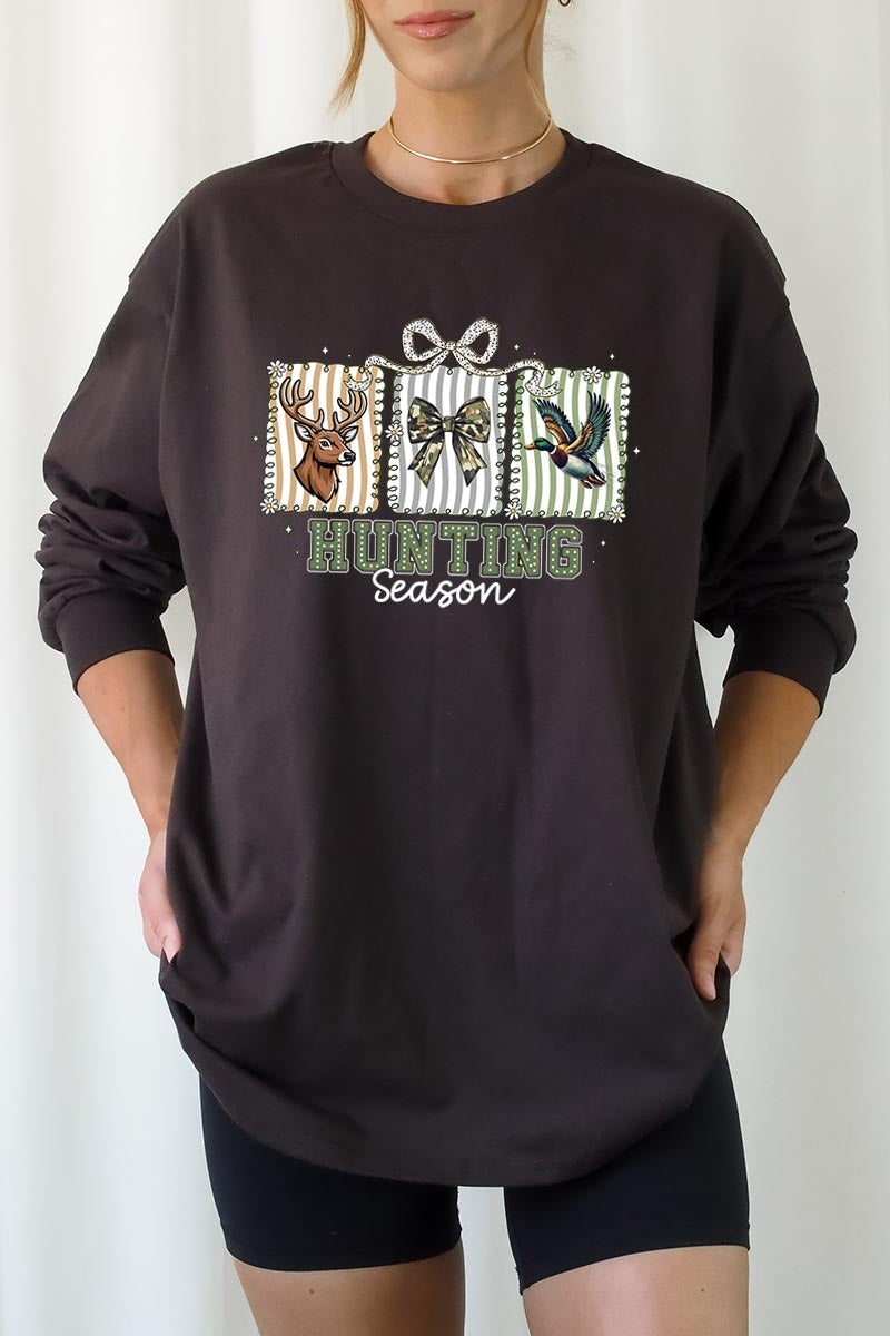 UL240-E3192 Deer & Duck Hunting Season Graphic Long Sleeve Tee $13.75
