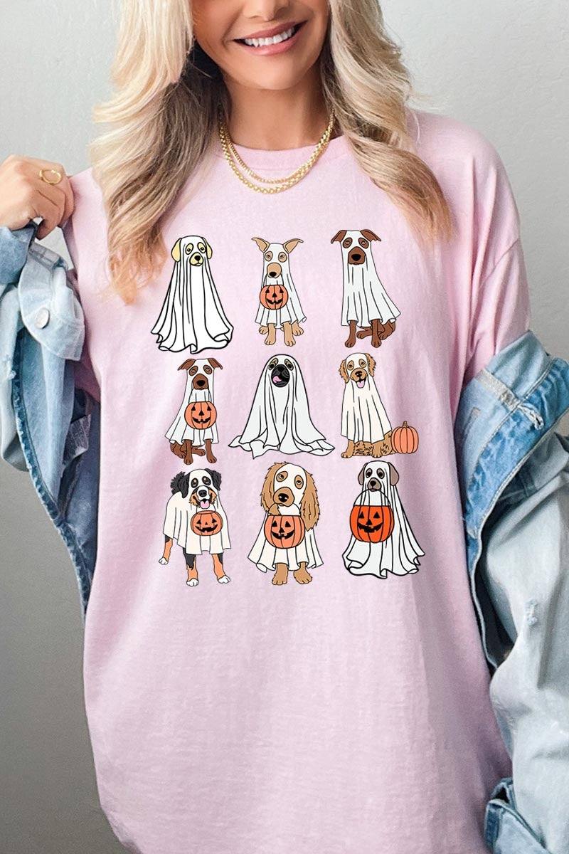 5000-E3106 Halloween Ghost Dog Graphic Heavy Cotton Tee $9