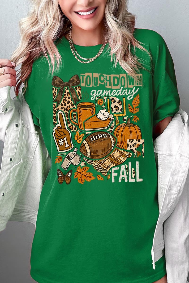 5000P-E3134 Fall Football Collage Plus Heavy Cotton Tee $12.75