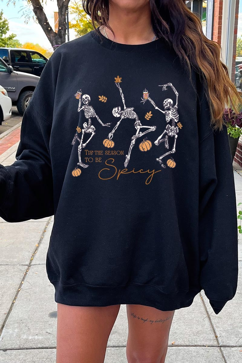 UL180-E3123 Halloween Skeleton Graphic Sweatshirt $20