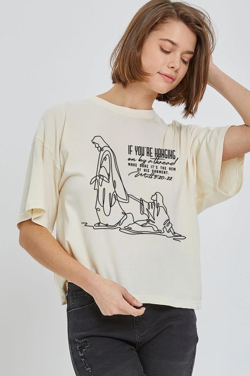 CTS-E3075 If Youu2019re Hanging On Graphic Relaxed Crop Top $11