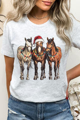 US3001-E3182 Christmas Horses Graphic Tee $12.5