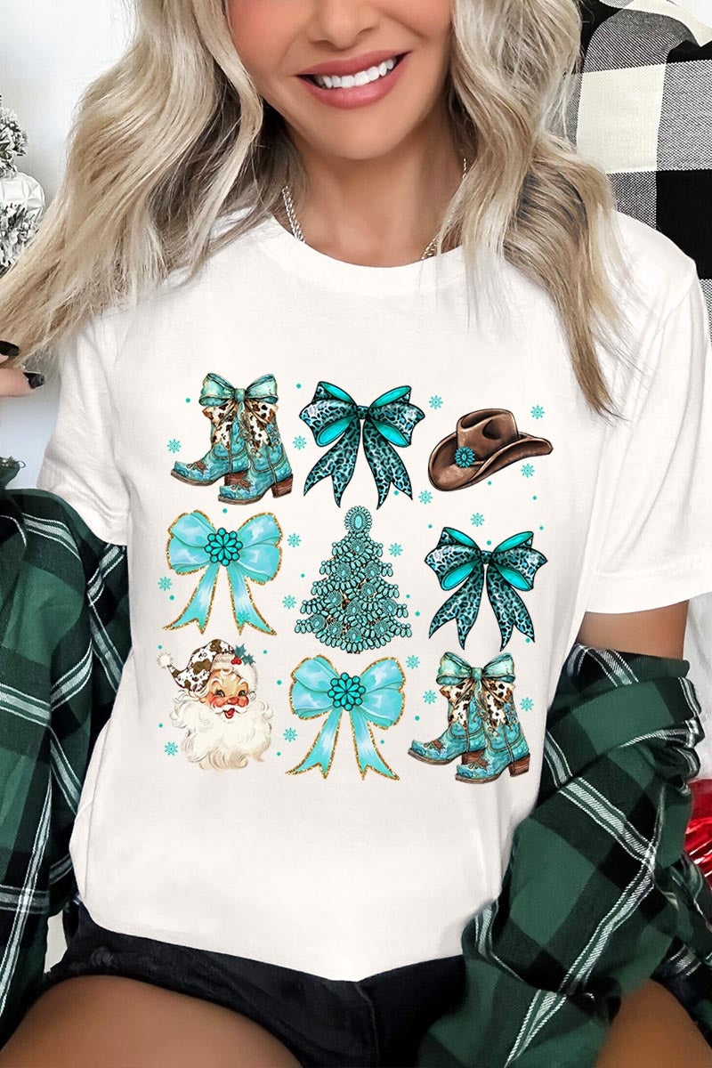 US3001-E3180 Western Christmas Graphic Tee $12.5