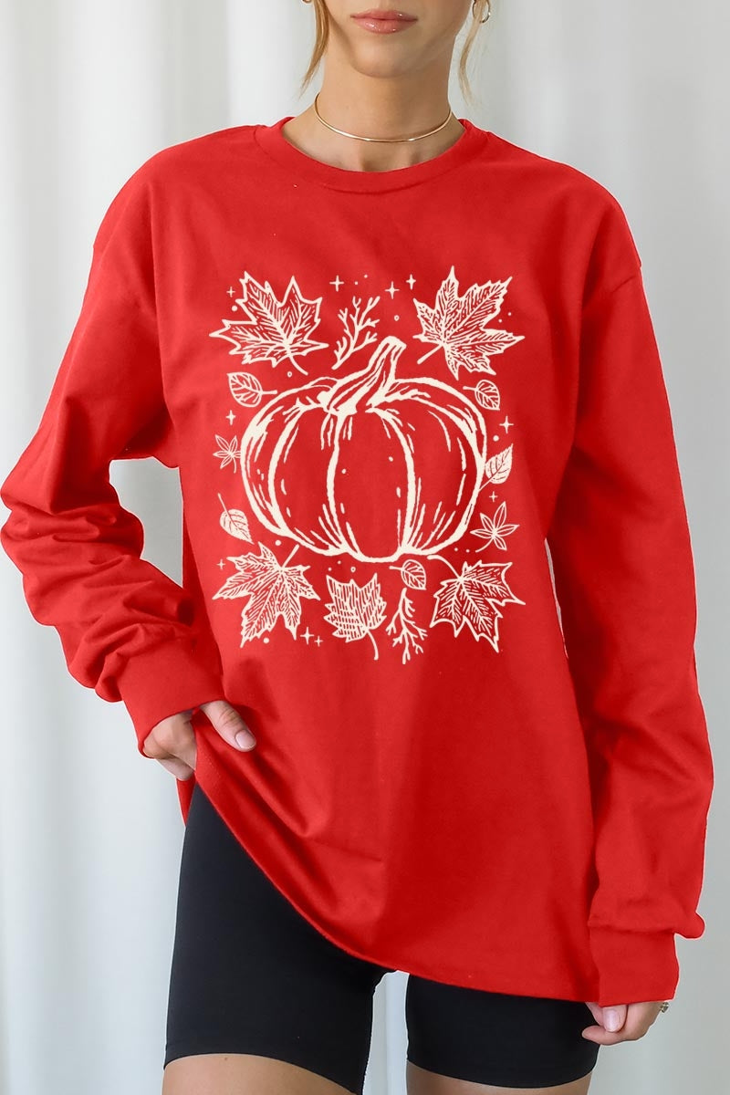 UL240P-E3162 Fall Pumpkin Graphic Plus Long Sleeve Tee $17