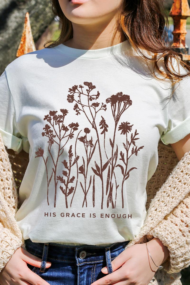 US3001P-E3146 Christian Wildflower Graphic Plus Tee $16