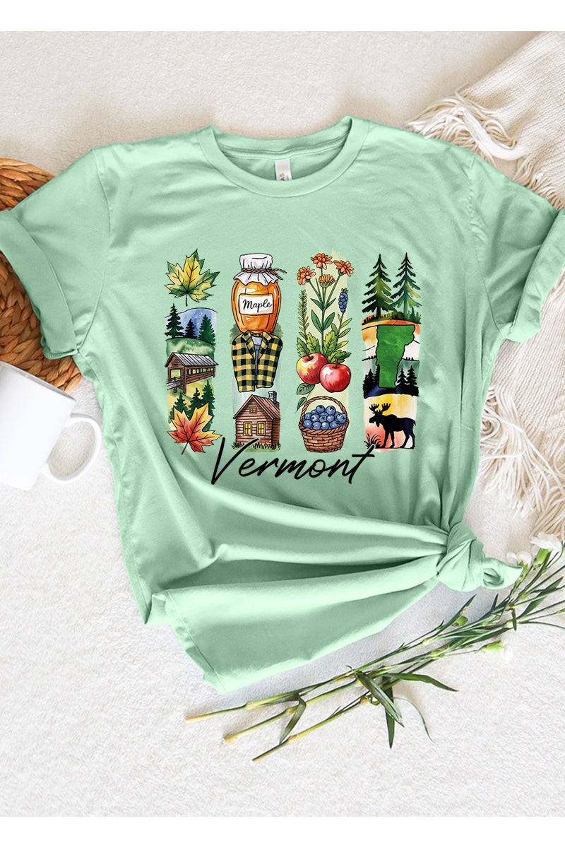 US3001-E3061VT Vermont State Brushstroke Graphic Tee $12.5
