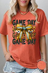 5000-E3090 Yellow Football Game Day Bow Heavy Cotton Tee $9
