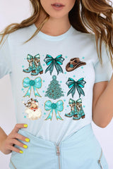 US3001-E3180 Western Christmas Graphic Tee $12.5