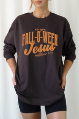 UL240P-E3143 Are You Fall O Ween Jesus Plus Long Sleeve Tee $17