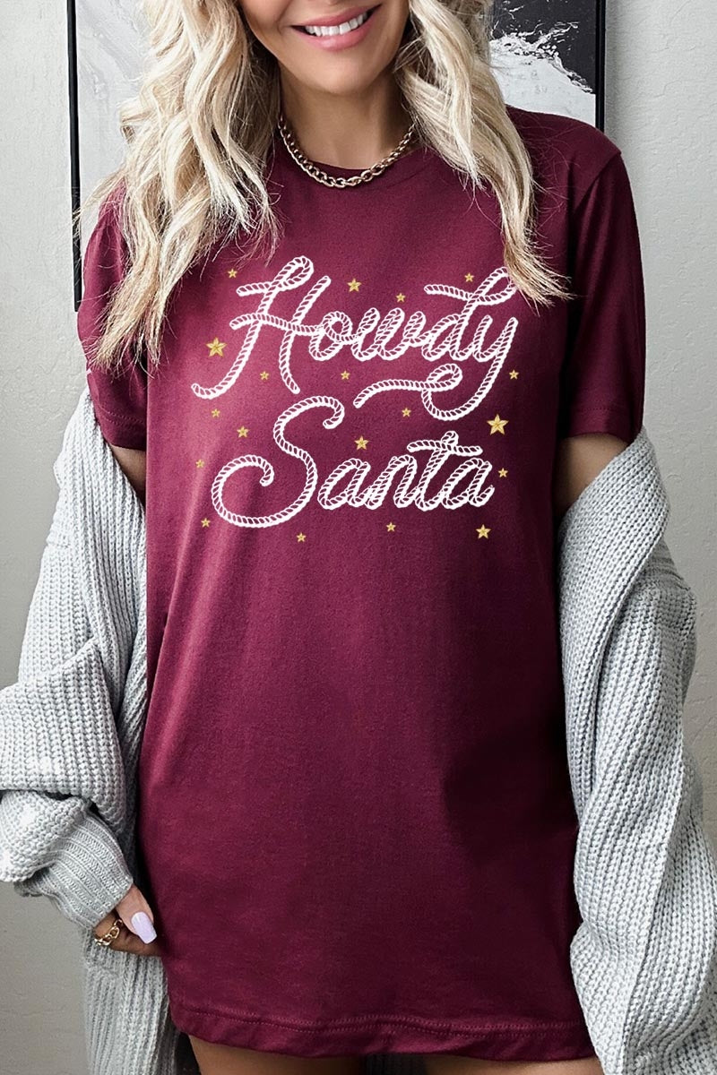 US3001-E3199 Howdy Santa Graphic Tee $12.5
