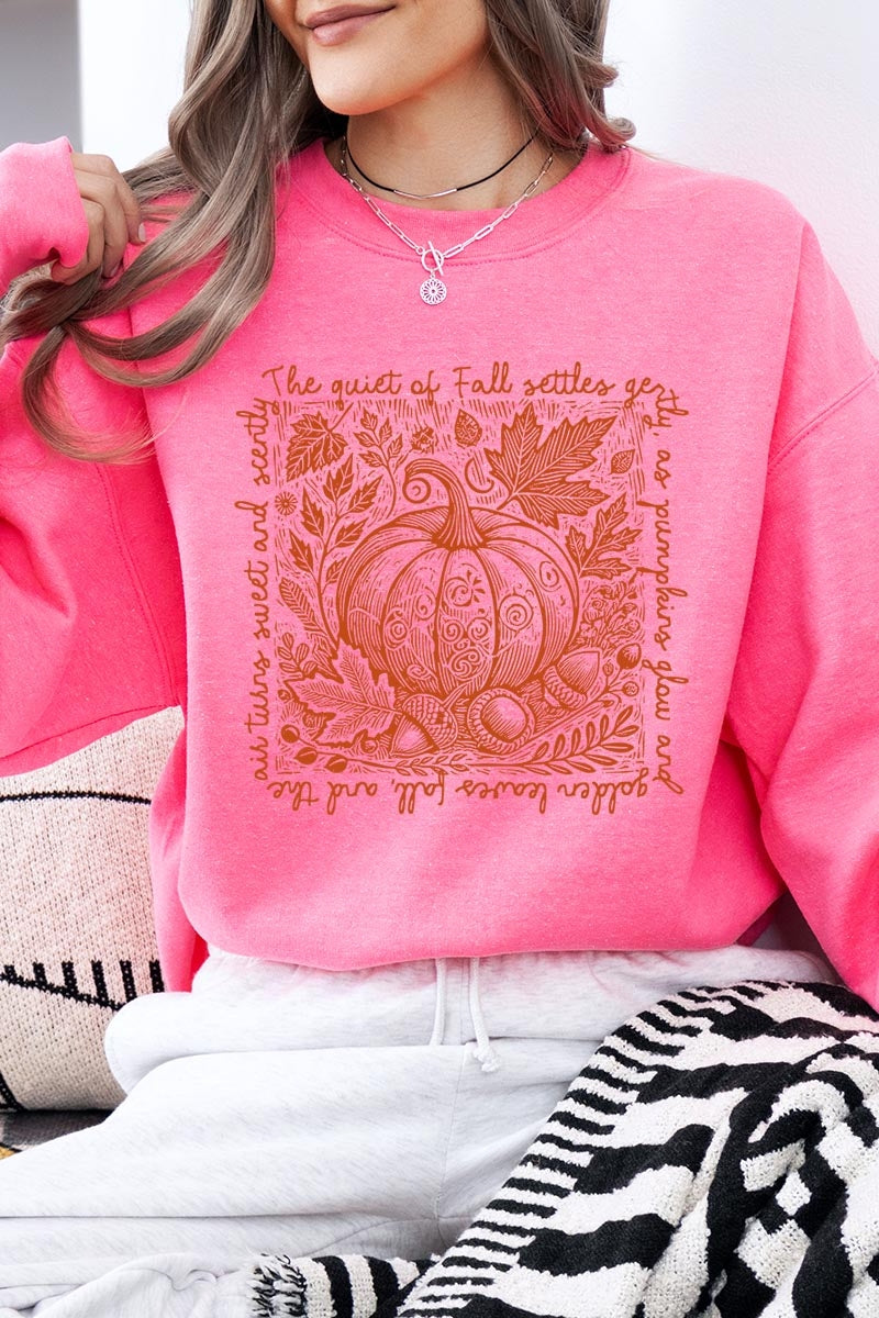 UL180-E3112 Fall Pumpkin Botanical Graphic Sweatshirt $20